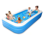 Piscina gonflabila 3 inele Family, Dimensiuni, 200 x 150 x 65 cm, Material Rezistent, Potrivita pentru copii si Adulti