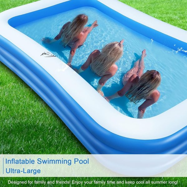 Piscina gonflabila 3 inele Family, Dimensiuni, 266 x 165 x 65 cm, Material Rezistent, Potrivita pentru copii si Adulti - imagine 8