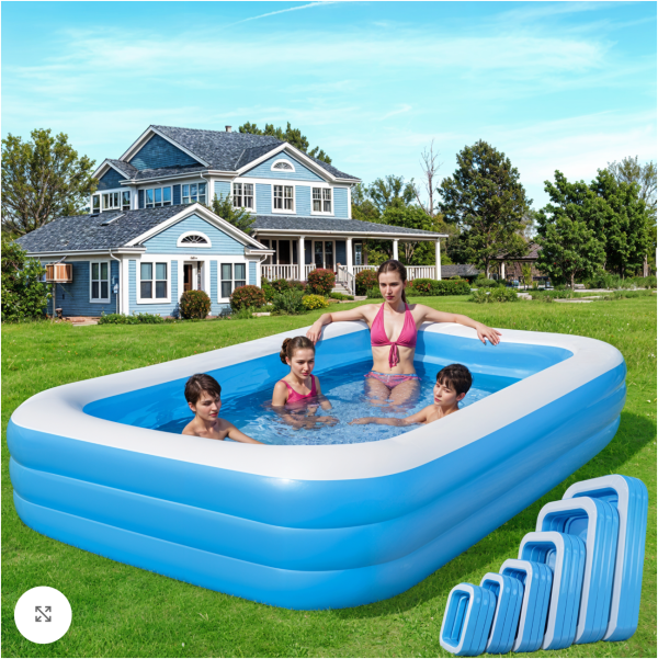 Piscina gonflabila 3 inele Family, Dimensiuni, 266 x 165 x 65 cm, Material Rezistent, Potrivita pentru copii si Adulti - imagine 7