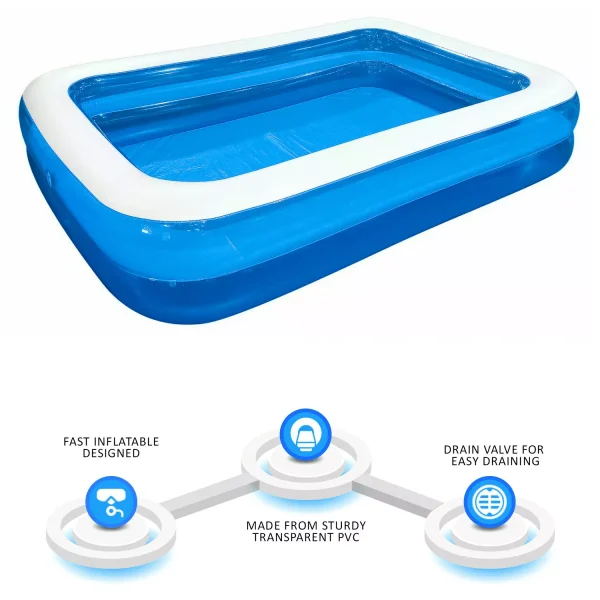 Piscina gonflabila Family XXL, cu Pompa electrica Cadou, Dimensiuni, 200 x 150 x 50 cm, 2 inele, Material Rezistent, Potrivita pentru copii si Adulti - imagine 8