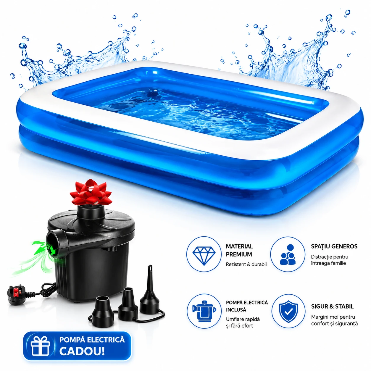 piscina gonflabila family xxl pompa electrica cadou