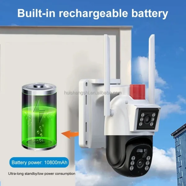 Set 2X Camera de supraveghere 4G, Cu Panou Solar, 2 camere video integrate, 6MP, 4K, exterior, 10X zoom, procesor AI, rotire rapida din aplicatie, 2 lentile, vedere nocturna color, senzor de miscare, lumina LED, inteligenta de urmarire - imagine 8