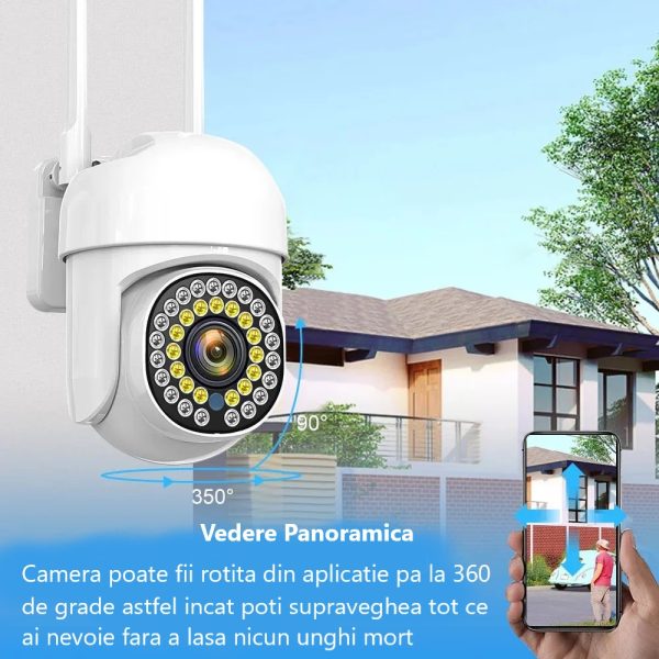 Set 2X Camere de supraveghere Jortan WIFI, Full HD, Detectie umana, rotire rapida din aplicatie, 360 grade, Vedere color noaptea, 2X Carduri 32GB - imagine 2