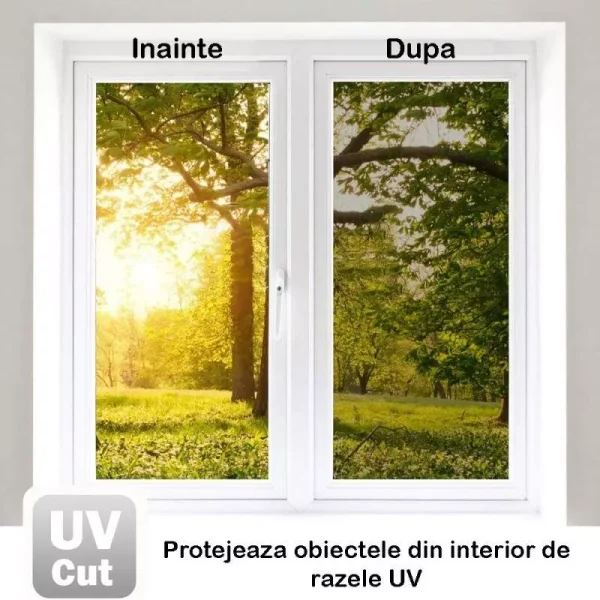 Set 3x Autocolant Geamuri 300x60 cm, Protecție UV și Lumină Solară, Folie Anti-UV Autoadezivă - imagine 4