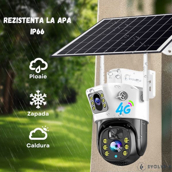 Set 3X Camera de supraveghere 4G, Cu Panou Solar, 2 camere video integrate, 6MP, 4K, exterior, 10X zoom, procesor AI, rotire rapida din aplicatie, 2 lentile, vedere nocturna color, senzor de miscare, lumina LED, inteligenta de urmarire - imagine 4