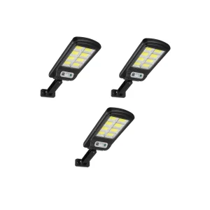 Set 3x Lampi cu Incarcare Solara 8 celule 150W, Acumulator 2400mAh 160 LED-uri COB, telecomanda, Senzor de Miscare, Autonomie mare