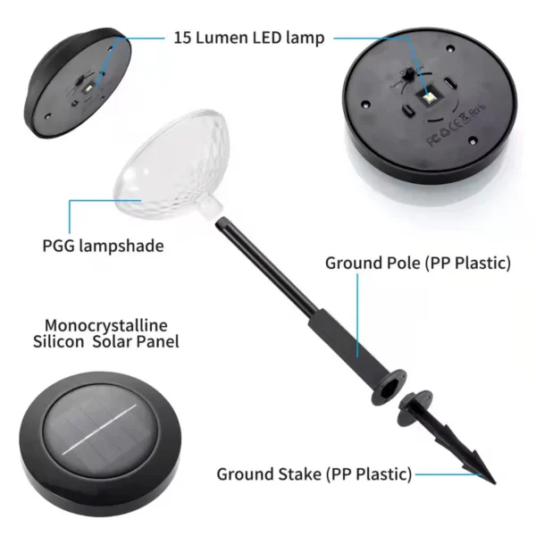 Set 4x Lampi solare LED colorate, impermeabile IP44, pentru decorare gradina, Autonomie 8 ore, Senzor de lumina, Lungime, 45 cm - imagine 6