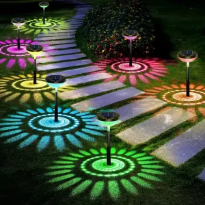 Set 4x Lampi solare LED colorate, impermeabile IP44, pentru decorare gradina, Autonomie 8 ore, Senzor de lumina, Lungime, 45 cm
