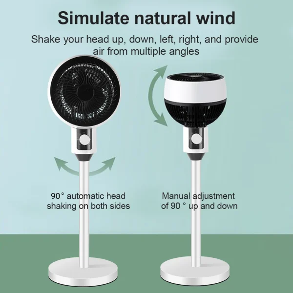 Ventilator cu picior, 3 trepte de viteza, 40W, cu circulatie a aerului, oscilatie 60°, inclinare 90°, silentios - imagine 9