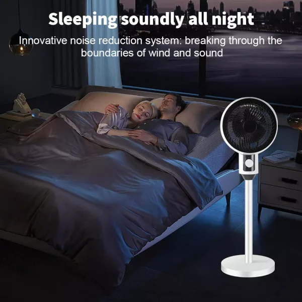 Ventilator cu picior, 3 trepte de viteza, 40W, cu circulatie a aerului, oscilatie 60°, inclinare 90°, silentios - imagine 10