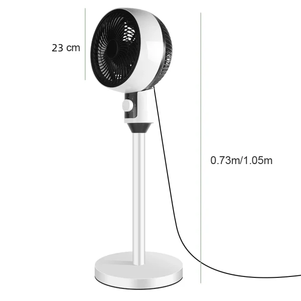 Ventilator cu picior, 3 trepte de viteza, 40W, cu circulatie a aerului, oscilatie 60°, inclinare 90°, silentios - imagine 8