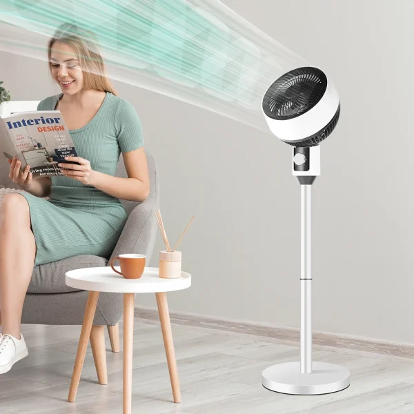 Ventilator cu picior, 3 trepte de viteza, 40W, cu circulatie a aerului, oscilatie 60°, inclinare 90°, silentios - imagine 5