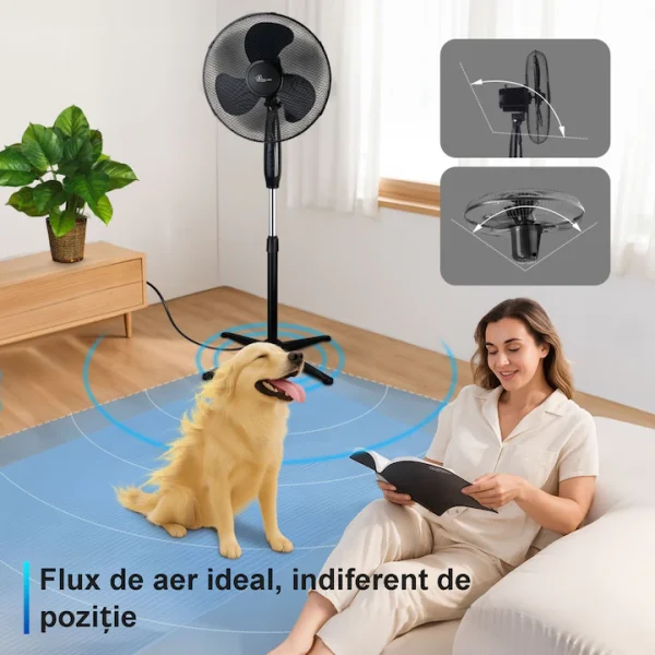 Ventilator cu picior Inteligent 3 în 1, Control prin Aplicație și Telecomandă, 7 Viteze, Timer, 50W, afisaj LED, Oscilație orizontala - imagine 8