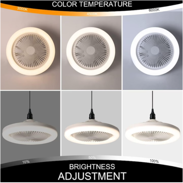 Ventilator de Tavan Tip Lustra, Telecomanda, iluminat LED, 23W, Reglare unghi 360°, Lumina reglabila, Silentios - imagine 3