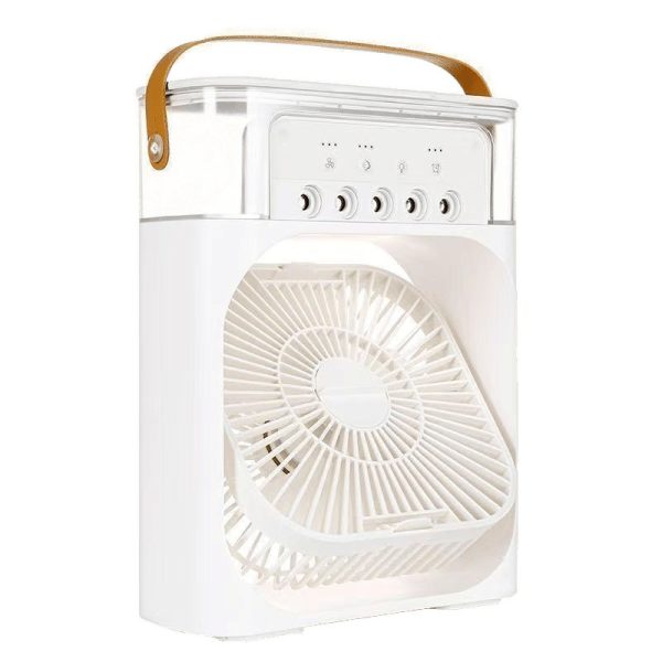 Ventilator Portabil 3în1 cu Umidificator pentru Birou – 3 Viteze, 5 Duze Spray, Lumină RGB, Temporizator, Aromaterapie - imagine 2