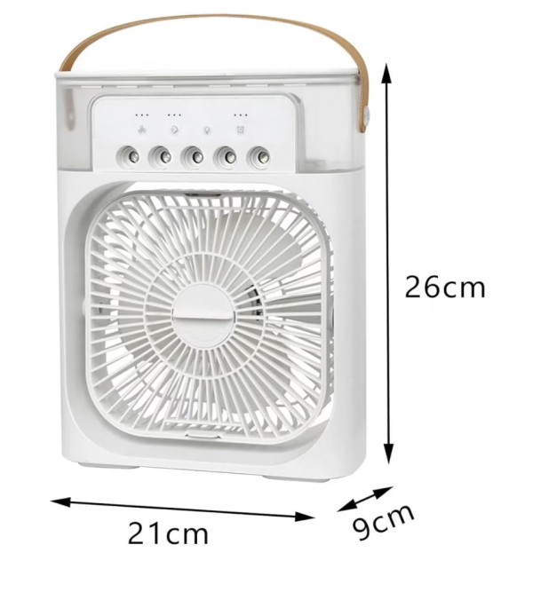Ventilator Portabil 3în1 cu Umidificator pentru Birou – 3 Viteze, 5 Duze Spray, Lumină RGB, Temporizator, Aromaterapie - imagine 9