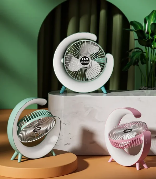 Ventilator Portabil pentru Birou – 3 Viteze, Acumulator 1800mAh, Iluminat RGB, Reglare unghi 180°, USB Reîncărcabil, Silențios și Compact - imagine 12