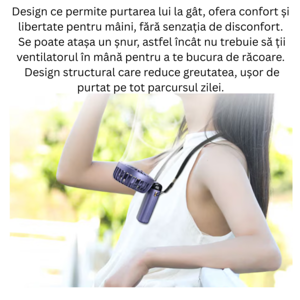 Ventilator Ultra Portabil, 3 in 1, Orientare ajustabila, 5 Trepte de Viteza, acumulator, de Mana, Birou, Pliabil, Ecran LCD, Albastru - imagine 6