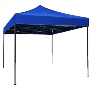Cort Pavilion 3x3m Pliabil, Cadru Metalic, pentru Curte, Grădină și Evenimente, Albastru