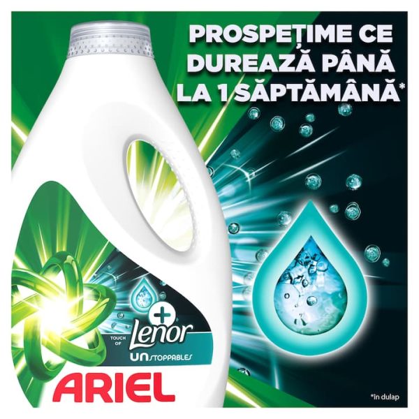 Detergent de rufe lichid Ariel parfum de Lenor Unstoppable, 70 Spalari, 3.5L - imagine 2