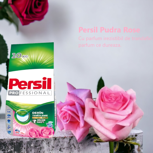 Detergent De Rufe Pudra Persil Professional Powder Rose, Parfum trandafiri, 10 kg, Pentru Rufe Albe si Colorate - imagine 2