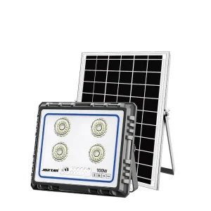 Proiector Solar LED Jortan 100W din Aluminiu cu Telecomandă, Senzor de Mișcare și Lumină, Exterior ,Rezistent, Iluminare Inteligentă