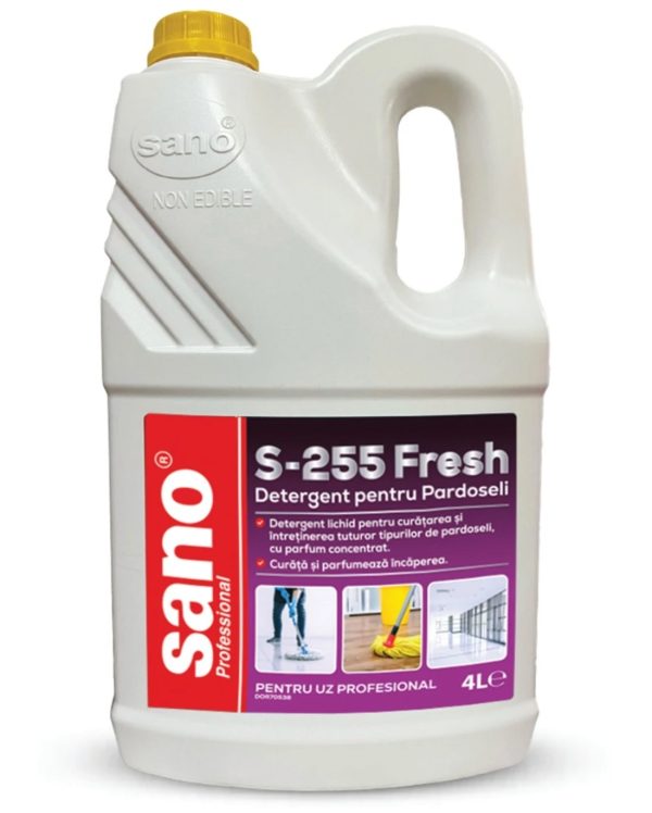 Detergent universal pardoseli parfumat profesional Sano Professional Floor S-255 Fresh 4L, cu actiune antimicrobiana si antifungica