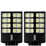Set 2X Lampa Solara Dubla LED Jortan, 1600W, Telecomanda, Suport metalic inclus, Unghi Larg de iluminare, Autonomie extinsa, Senzor de miscare si de Lumina, Panou Solar Monocristalin