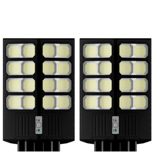 Set 2X Lampa Solara Dubla LED Jortan, 1600W, Telecomanda, Suport metalic inclus, Unghi Larg de iluminare, Autonomie extinsa, Senzor de miscare si de Lumina, Panou Solar Monocristalin