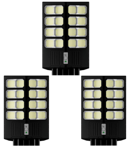 Set 3X Lampa Solara Dubla LED Jortan, 1600W, Telecomanda, Suport metalic inclus, Unghi Larg de iluminare, Autonomie extinsa, Senzor de miscare si de Lumina, Panou Solar Monocristalin