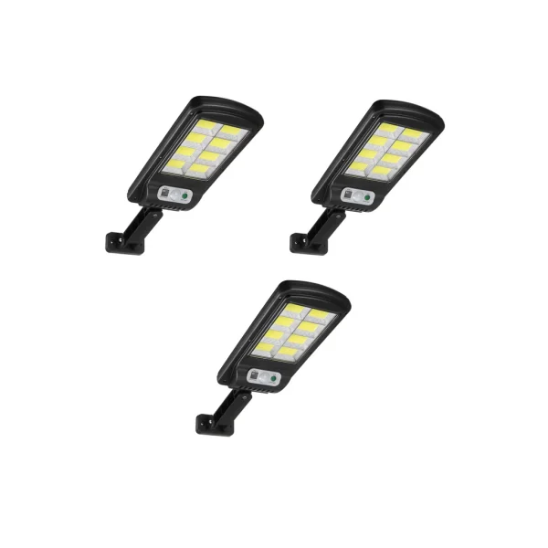 Set 3x Lampi cu Incarcare Solara 8 celule 150W, Acumulator 2400mAh 160 LED-uri COB, telecomanda, Senzor de Miscare, Autonomie mare