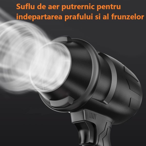 Suflantă de Aer Portabilă 36V, cu 2 Acumulatori 3000mAh, 4 Viteze, 32.000 RPM, Pentru Frunze, Praful din Curte, Grătar sau Zăpadă Ușoară - imagine 6