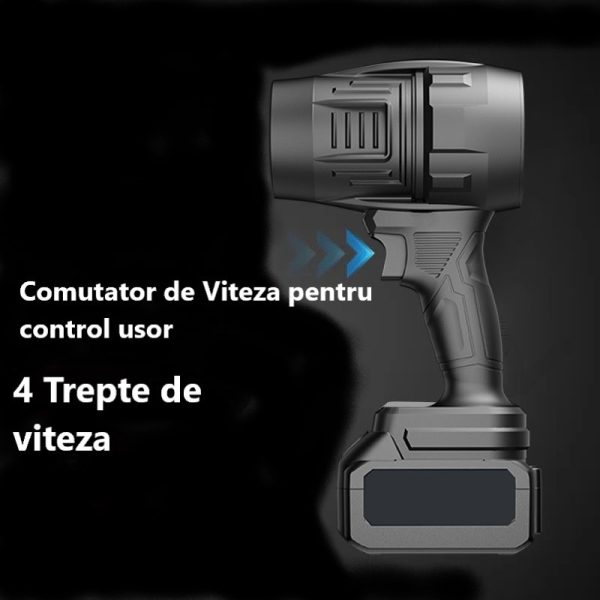 Suflantă de Aer Portabilă 36V, cu 2 Acumulatori 3000mAh, 4 Viteze, 32.000 RPM, Pentru Frunze, Praful din Curte, Grătar sau Zăpadă Ușoară - imagine 8