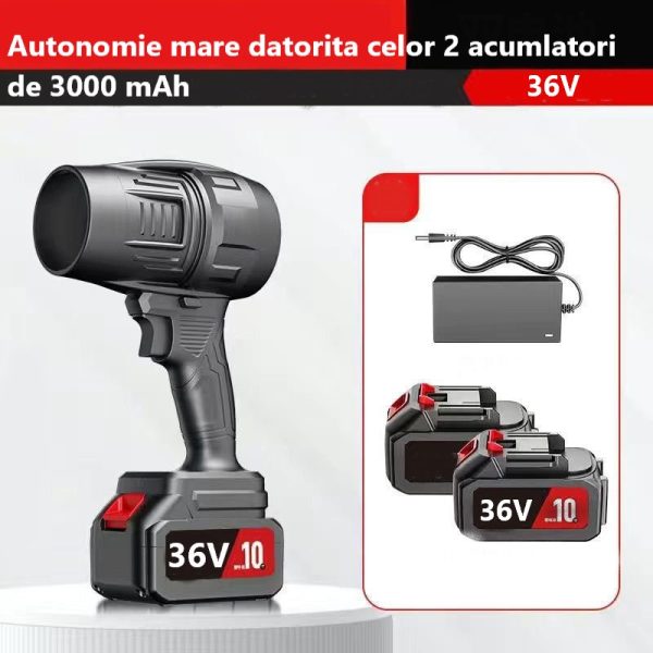 Suflantă de Aer Portabilă 36V, cu 2 Acumulatori 3000mAh, 4 Viteze, 32.000 RPM, Pentru Frunze, Praful din Curte, Grătar sau Zăpadă Ușoară - imagine 2
