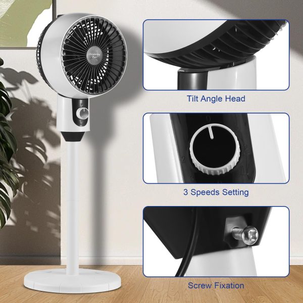 Ventilator cu picior, 3 trepte de viteza, 40W, cu circulatie a aerului, oscilatie 60°, inclinare 90°, silentios - imagine 14