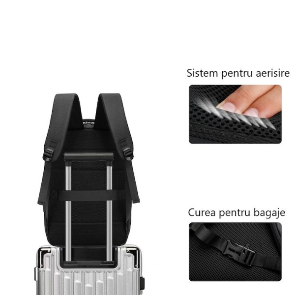 Rucsac laptop Legion gaming Multifunctional, compatibil cu laptop 15.6'', port USB de incarcare, Impermeabil, rezistent la zgarieturi, perne aerisire, spatios, unisex, Negru, XPD - imagine 9