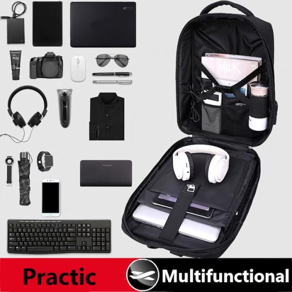 Rucsac laptop Legion gaming Multifunctional, compatibil cu laptop 15.6'', port USB de incarcare, Impermeabil, rezistent la zgarieturi, perne aerisire, spatios, unisex, Negru, XPD - imagine 7