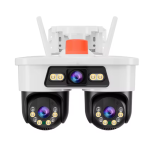 Cameră Supraveghere WiFi Jortan Ultra HD 9 MP 6K, 3 Lentile, Cap Dublu PTZ 355° cu Acoperire Panoramică, Viziune Color Noaptea, Audio Bidirecțional, Rezistenta IP66
