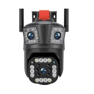 Cameră Supraveghere WiFi Ultra HD 12MP 6K, 3 Lentile, PTZ 355° cu Acoperire Panoramică, Viziune Color Noaptea, Audio Bidirecțional, Rezistenta IP66