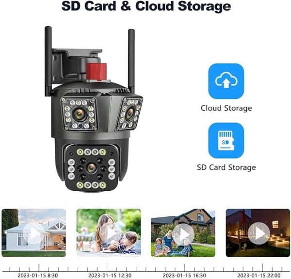 Cameră Supraveghere WiFi Ultra HD 12MP 6K, 3 Lentile, PTZ 355° cu Acoperire Panoramică, Viziune Color Noaptea, Audio Bidirecțional, Rezistenta IP66 - imagine 7