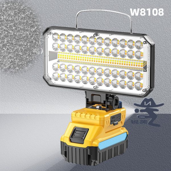 Lampă de Lucru LED Profesională Acumulator 18V, Reglabilă 3500 mAh, 80W, 3800 Lumeni, Lumină Caldă si Rece, Port USB Încărcător Telefon Type-C - imagine 6