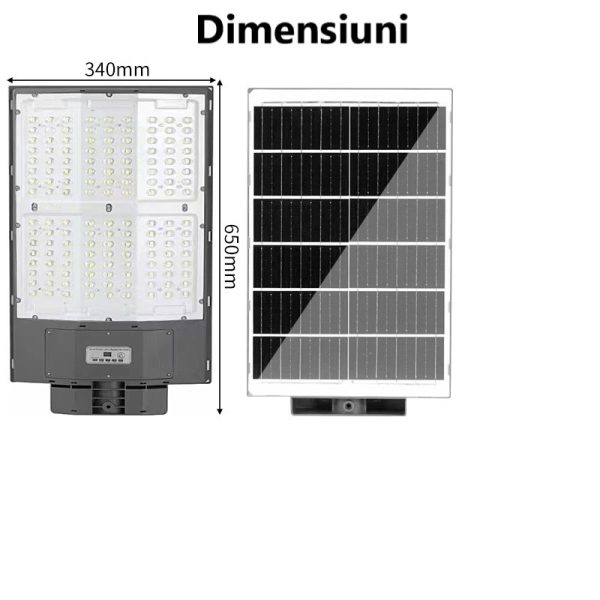 Lampa solara LED Next gen 1000W, 9500 Lumeni, Telecomanda, Senzor de Lumina, Senzor de Miscare, Lumina rece, Stalp metalic inclus, Autonomie mare, Rezistenta la apa, Multiple functii de programare - imagine 8