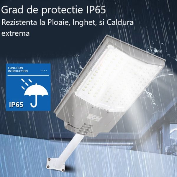 Lampa solara LED Next gen 1000W, 9500 Lumeni, Telecomanda, Senzor de Lumina, Senzor de Miscare, Lumina rece, Stalp metalic inclus, Autonomie mare, Rezistenta la apa, Multiple functii de programare - imagine 6
