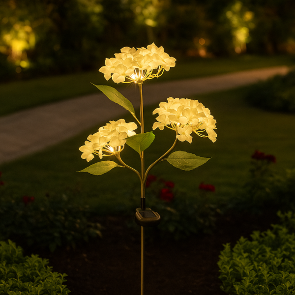 Set 2X Lampa Solara Decorativa de Gradină Flori albe cu LED 80Cm, Iluminat Exterior, Rezistent la Apa, Decor Ambiental pentru Curte si terasă - imagine 2