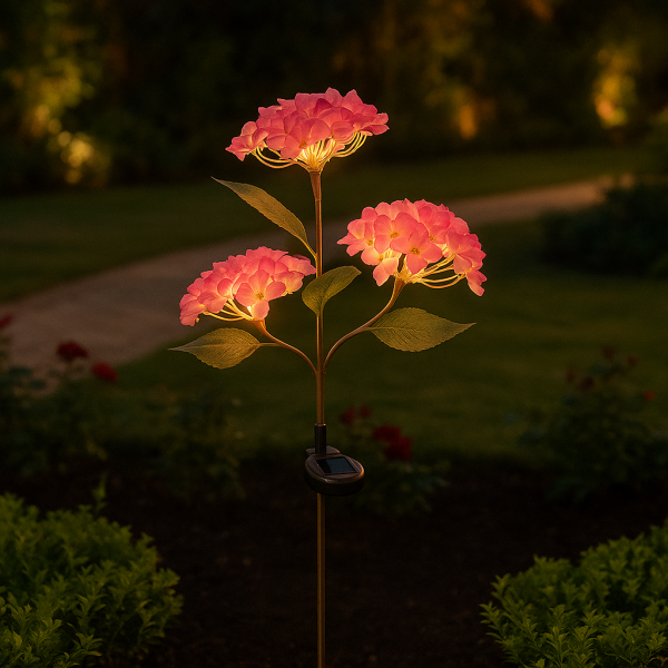 Set 2X Lampa Solara Decorativa de Gradina Flori Roz cu LED 80Cm, Iluminat Exterior, Rezistent la Apa, Decor Ambiental pentru Curte si terasa - imagine 13