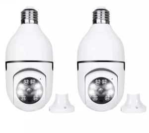 Set 2 X camere de supraveghere Cu Soclu, Tip Bec, Wi-Fi, Full HD, Detectare miscare, IP66, vedere nocturna color, Control din aplicatie, Alarma, Microfon Bidirectional