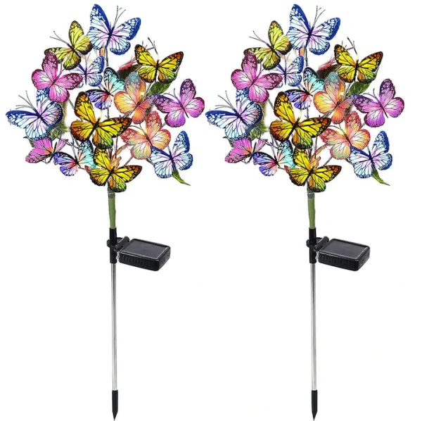 Set 2X Lampă Solară Decorativă de Grădină Tip Fluture cu LED 70Cm, Iluminat Exterior, Rezistent la Apă, Decor Ambiental pentru Curte și Terasă - imagine 2