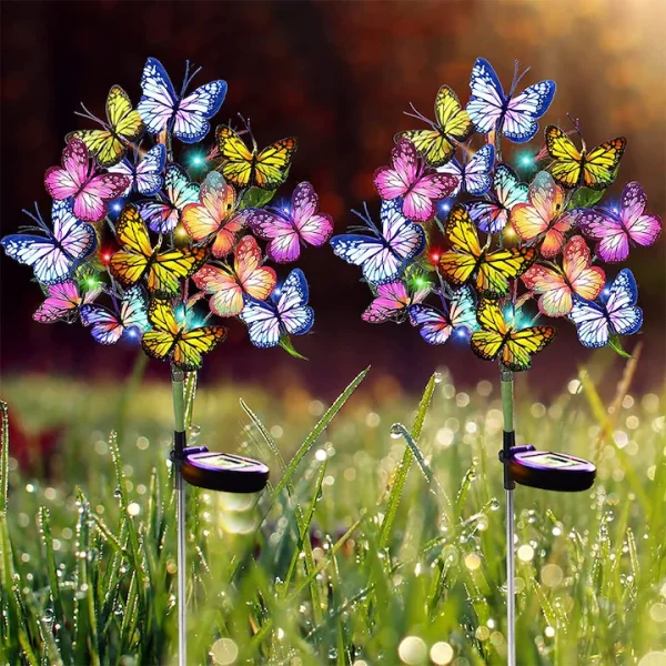 Set 2X Lampă Solară Decorativă de Grădină Tip Fluture cu LED 70Cm, Iluminat Exterior, Rezistent la Apă, Decor Ambiental pentru Curte și Terasă - imagine 10