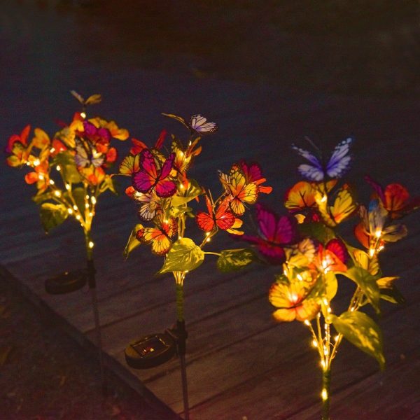 Set 2X Lampă Solară Decorativă de Grădină Tip Fluture cu LED 70Cm, Iluminat Exterior, Rezistent la Apă, Decor Ambiental pentru Curte și Terasă - imagine 3