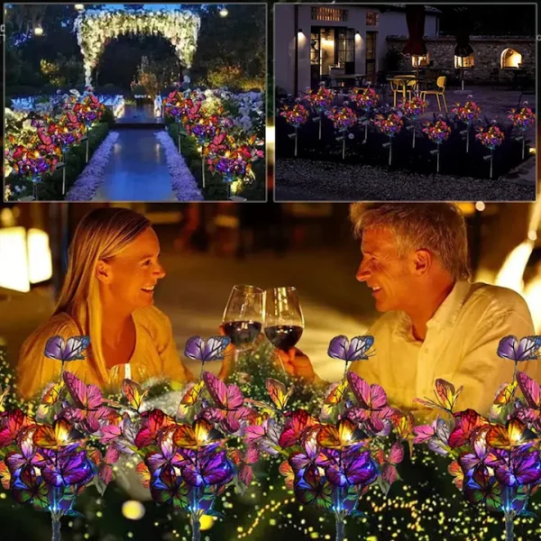 Set 2X Lampă Solară Decorativă de Grădină Tip Fluture cu LED 70Cm, Iluminat Exterior, Rezistent la Apă, Decor Ambiental pentru Curte și Terasă - imagine 5
